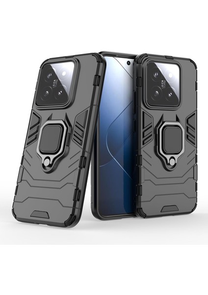Xiaomi 14 Pro Global Batman Serisi Yüzük Standlı Armor Kılıf Siyah