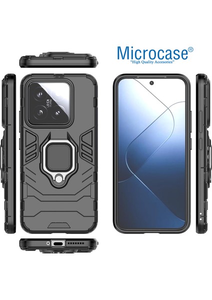 Xiaomi 14 Pro Global Batman Serisi Yüzük Standlı Armor Kılıf Siyah