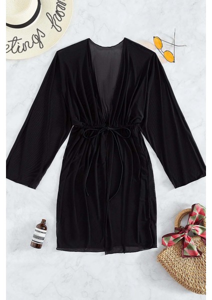 Uzun Önden Bağlamalı Plaj Elbisesi Pareo Kimono modelleri