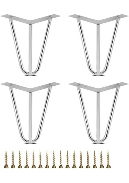 10 cm Mil Model Krom Metal Mobilya, Dolap, Koltuk, Kanepe, Tv Ünitesi Ayakları (4 Adet)