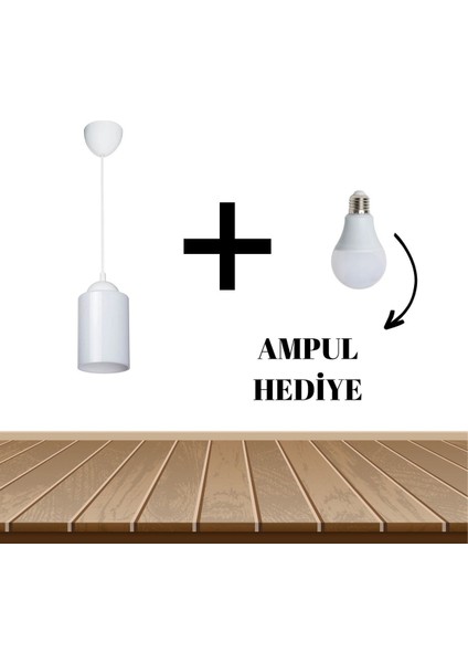 Rustik Akrilik Beyaz Mika Cam Tekli Sarkıt Avize (Ampul Hediyedir)