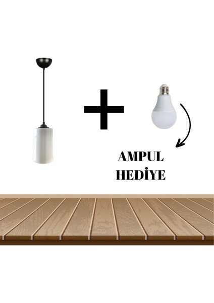 Rustik Akrilik Beyaz Mika Cam Tekli Sarkıt Avize (Ampul Hediyedir)