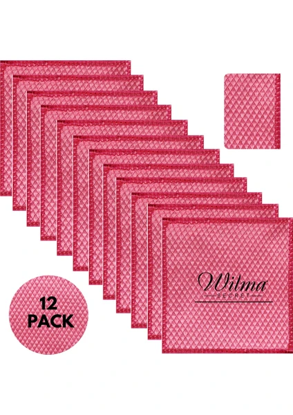 Wilma Secret Temizlik Cam Bezi 40X40 12'li Paket  Ekstra Büyüklükteki (40X40 Cm) %100 Mikrofiber Kurulama Bezi, Temizlik Bezi