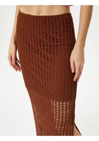 File Kalem Etek Midi Boy Yüksek Bel Yanları Yırtmaçlı Astarlı Slim Fit indirimleri