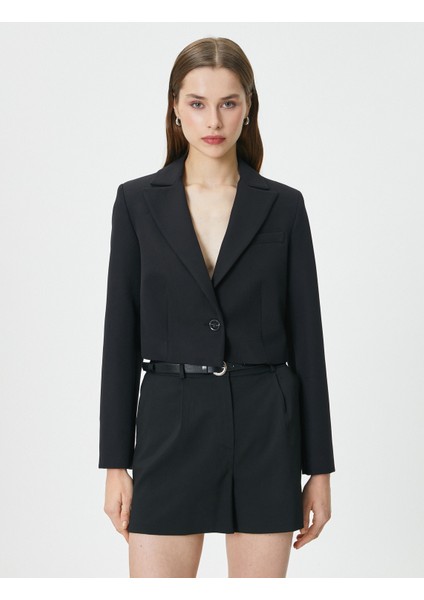 Crop Blazer Ceket Düğmeli Dikiş Detaylı modelleri