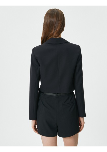 Crop Blazer Ceket Düğmeli Dikiş Detaylı fırsatları