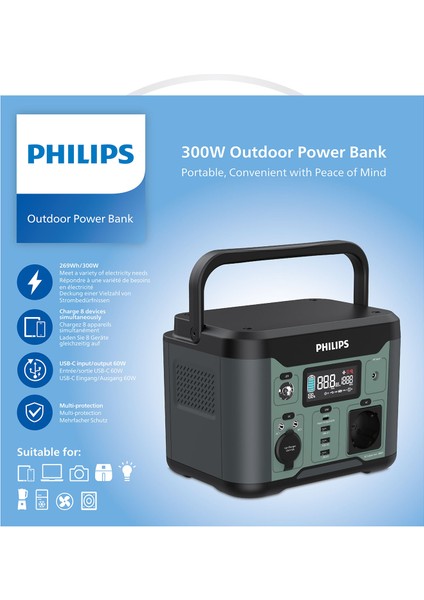 DLP8091CB Siyah Ac Dc Çıkışlı Taşınabilir Güç Kaynağı 300W