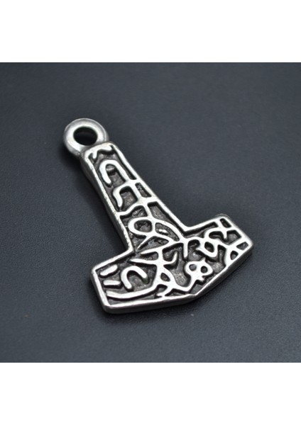 Thor Mjollnir Hammer Kolye Ucu - Antik Gümüş Kaplama - Kod:112