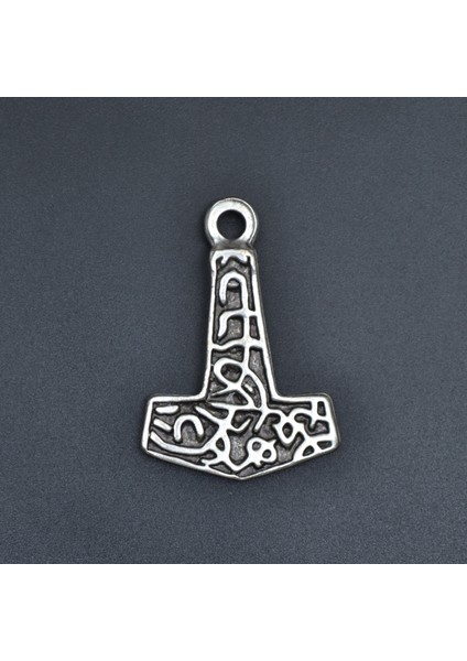 Thor Mjollnir Hammer Kolye Ucu - Antik Gümüş Kaplama - Kod:112