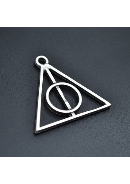 Harry Potter Ölüm Yadigarları Üçgen Kolye Ucu - Antik Gümüş Kaplama - Kod:169