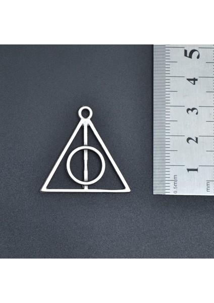 Harry Potter Ölüm Yadigarları Üçgen Kolye Ucu - Antik Gümüş Kaplama - Kod:169