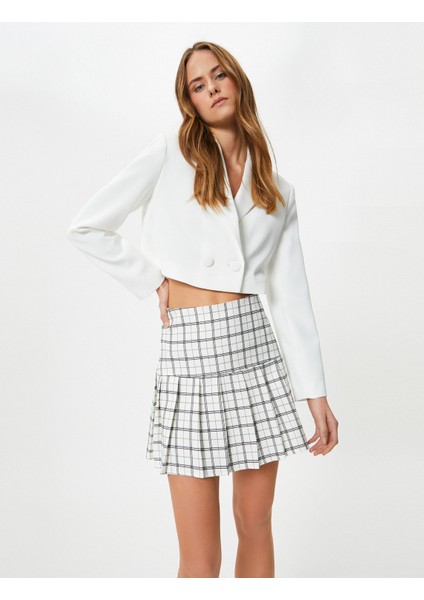 Pileli Mini Etek Viskon Karışımlı