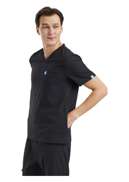Zazel - Erkek Likralı Siyah Medikal Üniforma Üst fiyatları