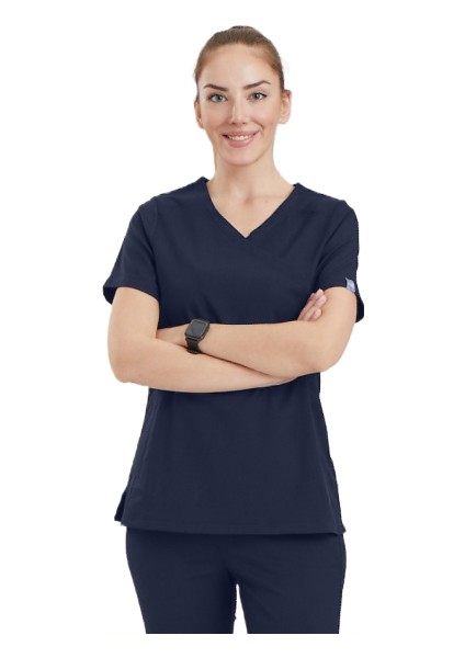 Clower- Kadın Likralı Lacivert Üniforma Üst