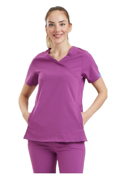 Clower- Kadın Likralı Pembe Üniforma Üst