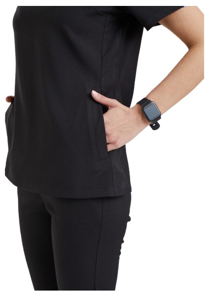 Clower- Kadın Likralı Siyah Üniforma Üst fiyatları