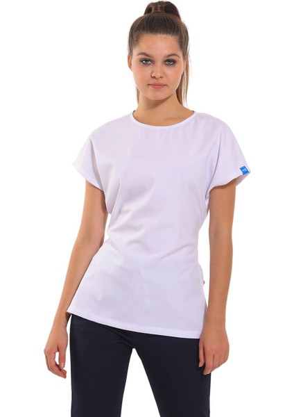 Jonquıl- Kadın Likralı Beyaz Medikal Üniforma Üst