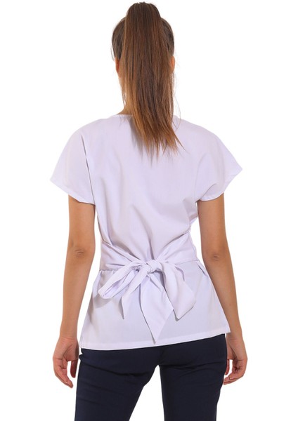 Jonquıl- Kadın Likralı Beyaz Medikal Üniforma Üst modelleri