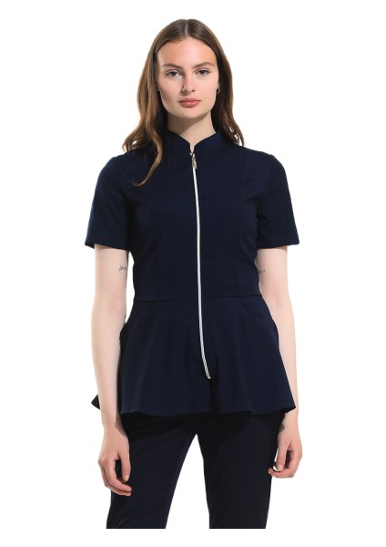 Azelıa - Kadın Likralı Lacivert Üniforma Üst