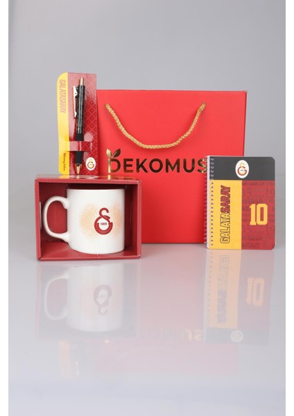 DEKOMUS GIFT BOX ÖZEL KUTULU LİSANSLI GALATASARAY KUPA,AJANDA ve HYBRIT TÜKENMEZ KALEM SETİ