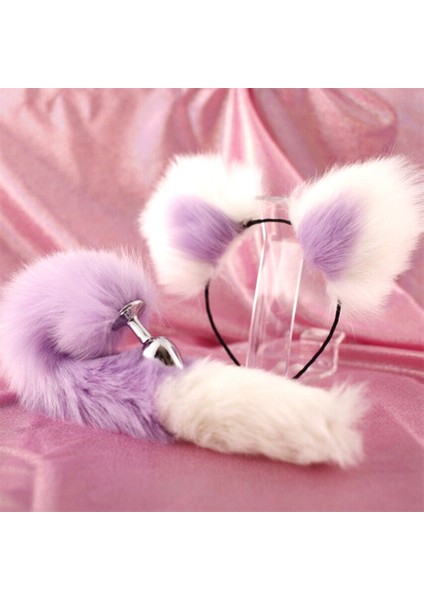 Toy Joy Toyjoy Tilki Kuyruğu Anal Plug Mor-Beyaz Fox Tail Anal Plug Seti