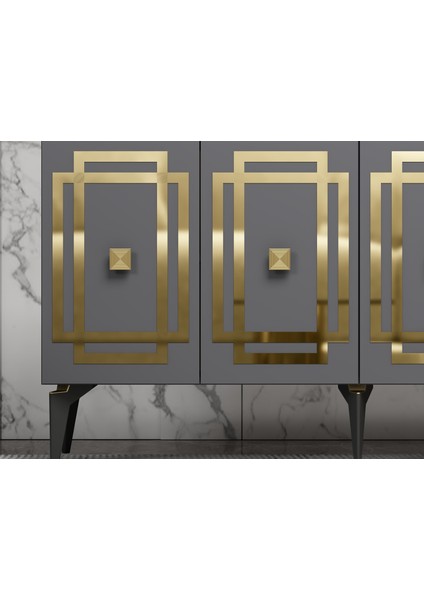 Lottus Konsol 4 Kapaklı Raflı Antrasit-Altın modelleri