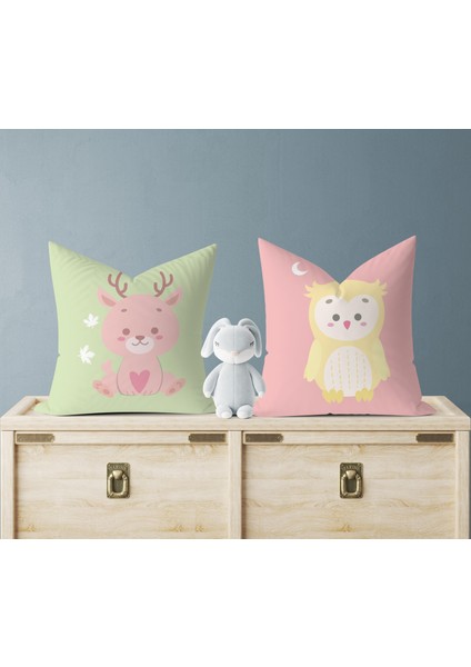 Bebek Çocuk Odası Yastıklı Kırlent Kılıf 2'li DS59 30X30 cm