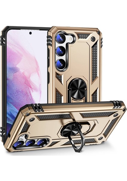 Samsung Galaxy S23 Için+ Düşüş Geçirmez Askeri Sınıf Vaka Yüzüğü Kickstand Tasarım Pc+ Tpu Geri Kapak-Sold (Yurt Dışından)