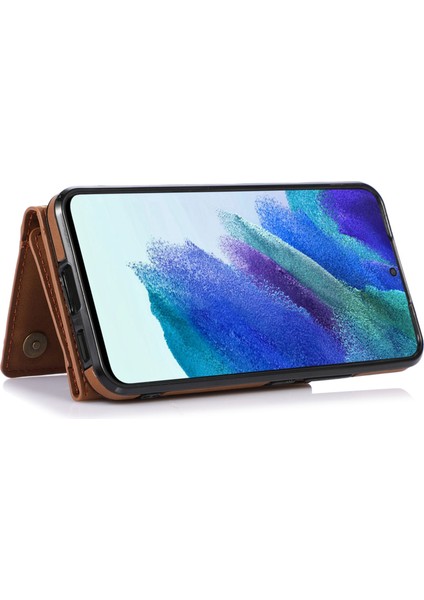 Samsung Galaxy S22+ 5g Cüzdan Tasarım Telefon Kılıfı Giyim Dayanıklı Çoklu Kart Yuvası Deri Kaplamalı Tpu Kapak Kahverengi (Yurt Dışından) fiyatları