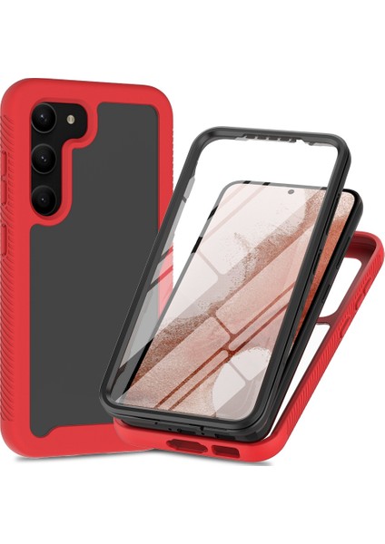 Samsung Galaxy S23 Pc+Tpu Anti-Dalgalı Kasa Tam Koruma Telefon Kapağı Evcil Hayvan Ekranı Koruyucusu-Kırmızı (Yurt Dışından)
