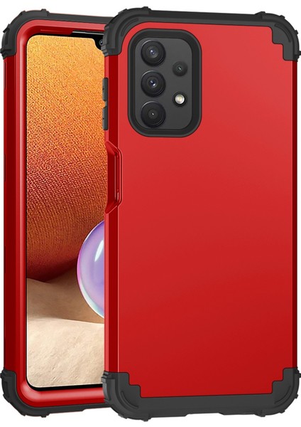 Samsung Galaxy A73 5g Için 3-1 Arada Silikon+Pc Kasası Şok Geçirmez Güçlendirilmiş Köşe Telefonu Kapak-Kırmızı (Yurt Dışından)