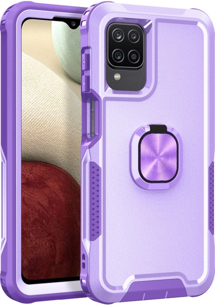 Samsung Galaxy A12/A32 5G/A13 5G/M32 5g Rotatable Ring Kickstand Koruyucu Kapak Pc+Silikon 3'ü Damla Damla Damla Damla Telefon Vaka Işık Mor (Yurt Dışından)