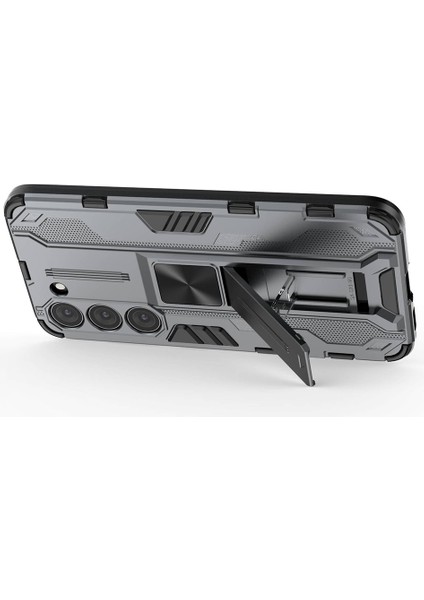 Samsung Galaxy S23 Için Şok Geçirmez Yumuşak Tpu Sabit Pc Geri Kılıf Gizli Kickstand Anti-Sracratch Telefon Kapak-Grey (Yurt Dışından) fiyatları