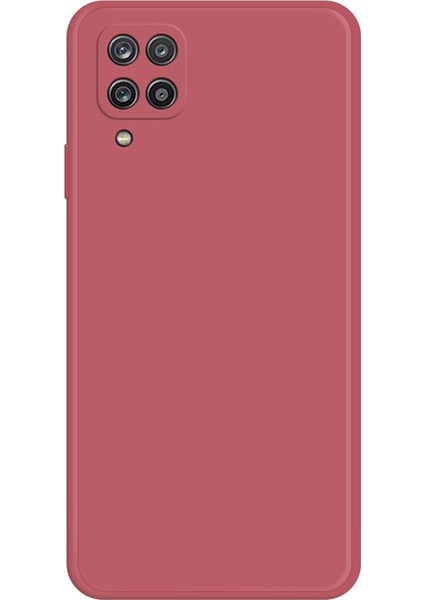 Samsung Galaxy A12 Için Cep Telefonu Geri Kapağı, Mikrofiber Astar Kırmızı ile Düz Kenar Ka Tpu Telefon Kılıfı (Yurt Dışından)