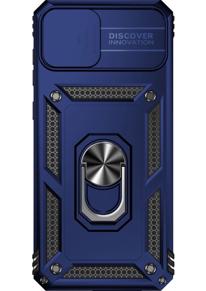 Samsung Galaxy A04 4g (164.4 x 76.3 x 9.1 Mm) Için Arka Kasa, Slayt Kamera Koruyucu Tasarım Etkisi Dayanıklı Pc+Tpu Koruyucu Telefon Kapağı Metal Ring Kickstand-Mavi (Yurt Dışından)