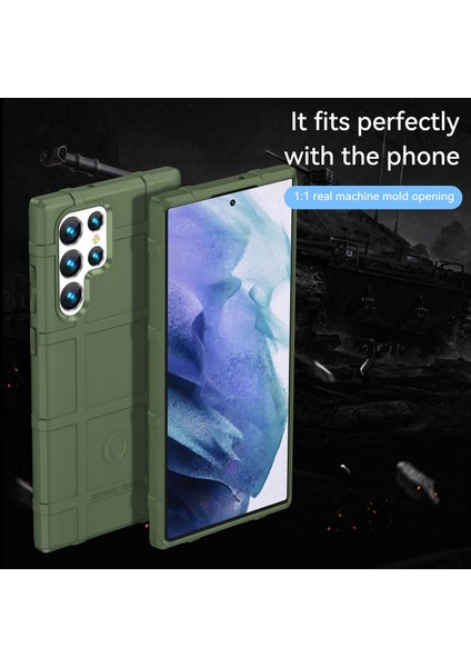 Samsung Galaxy S23 Için Ultra Sağlam Kare Izgara Doku Telefon Kılıfı Koşul Anti-Çizelge Esnek Tpu Koruyucu Kapak Yeşillüğü (Yurt Dışından)