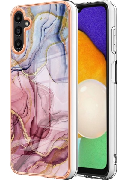 Samsung Galaxy A13 Için 5G/M13 5G/A04 4g (164.4 x 76.3 x 9.1 Mm) Mermer Kılıf Imd Elektroplasyon Çerçevesi 2.0mm Tpu Şok Geçirmez Esnek Telefon Kapak House Gold (Yurt Dışından)