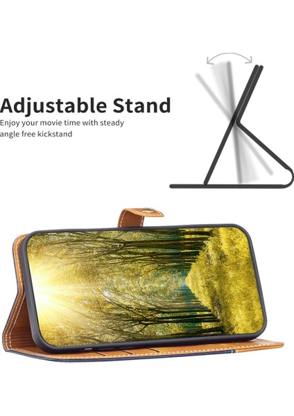 Samsung Galaxy A54 5g Kart Tutucu Yuva Standı Pu Deri Stil 12 Çift Dikiş Hatları Renk Ekleme Folio Telefon Kasası Mavisi (Yurt Dışından)