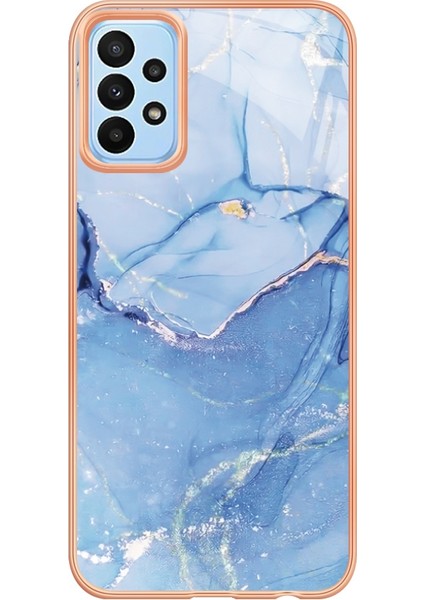 Samsung Galaxy A53 Için 5g Imd Mermer Desen Yumuşak Tpu Kasası 2.0mm Elektraptaşlama Telefon Kapağı Koruyucu-Blue (Yurt Dışından)