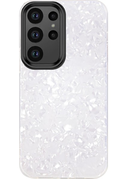 Samsung Galaxy S23 Ultra Sert Akrilik+Yumuşak Tpu Şok Geçirmez Telefon Kapağı Çizgiye Karşı Anti Tele Anti Tasarım-Beyaz (Yurt Dışından)