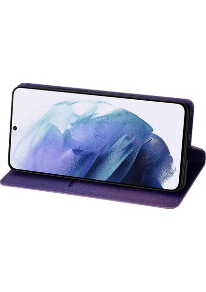 Samsung Galaxy S23 Için Ultra Glitter Sequins Pu Deri Deri Şok Geçirmez Kapak Manyetik Otomatik Kapanış Telefon Stand Kılıfı Kart Yuvası-Moral (Yurt Dışından)