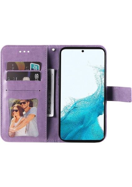 Samsung Galaxy S23+ Pu Deri Koruyucu Telefon Kılıfı Çiçek Baskı Çizgiye Karşı Çizgiye Dönem Telefon Kapak Stand Stand Cüzdanı (Yurt Dışından) fiyatları