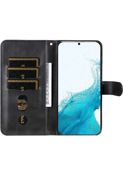 Samsung Galaxy S23 Pu Deri Fermuarı Pocket Şok Geçirmez Telefon Kasası Buzağı Doku Cüzdanı Stand Koruyucu Telefon Kapak Black (Yurt Dışından)