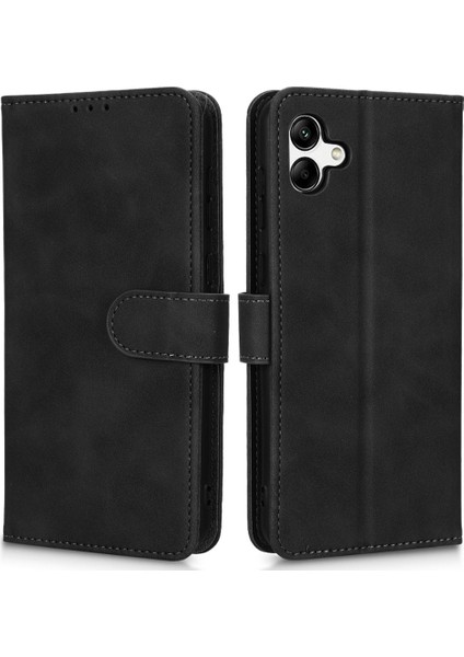 Samsung Galaxy A04 4g (164.4 x 76.3 x 9.1 Mm) Cilt Dokunuşu His Pu Deri Manyetik Telefon Kasası Tam Koruma Standı Cüzdan Şok Geçirmez Flip Kapak-Siyah (Yurt Dışından)