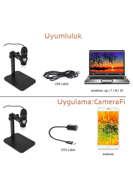 Dijital Taşınabilir 1000X 2mp 8 Ledli USB Mikroskop