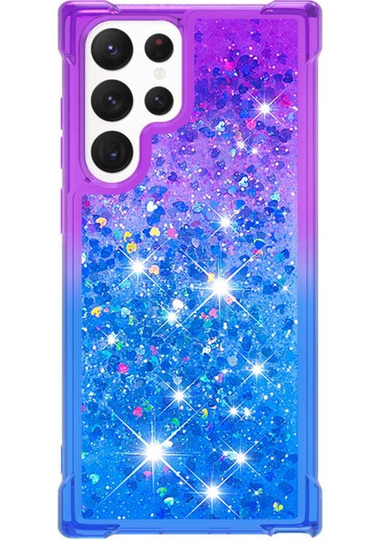 Samsung Galaxy S23 Için Ultra Ince Fit Telefon Kılıfı Gradyan ve Sıvı Akışlı Pırıltılı Toz Kabuğu Esnek Tpu Arka Kapak Mavisi/sky Mavisi (Yurt Dışından)