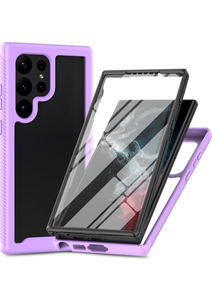 Samsung Galaxy S23 Ultra Pc+Tpu Hibrid Kapak Tam Koruma Pet Ekran Koruyucu Telefon Vaka-Doğru (Yurt Dışından)