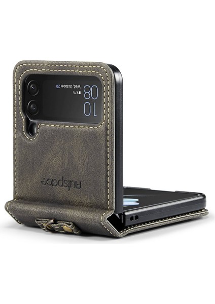 Samsung Galaxy Z Flip4 5g Pu Deri+Pc Vintage Mat Koruyucu Kılıf Için Şok Geçirmez Kılıf Strap-Coffee (Yurt Dışından) fiyatları
