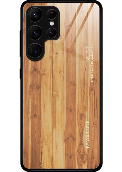 Samsung Galaxy S23 Için Ultra Kırılma Geçirmez Ahşap Desen Temperli Cam Kabuk Telefon Kılıfı Tpu Çerçeve Koruyucu Kapak Kahverengi (Yurt Dışından)