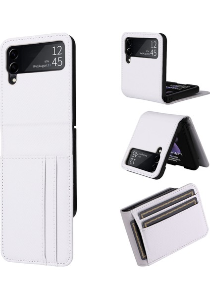 Samsung Galaxy Z Flip4 Için 5g Karbon Fiber Doku Kartı Tutucu Tam Koruma Kapağı Katlanır Telefon Kılıfı (Yurt Dışından)